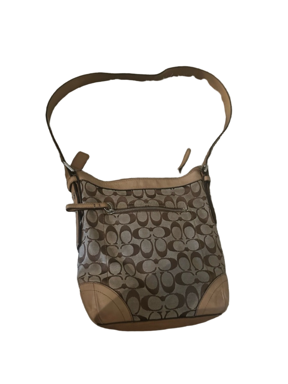Vintage Coach Signature  Monogram Y2K Canvas Crossbody Bag in Brown/Tan
